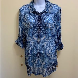 INC Sheer Blue Top Size 1X